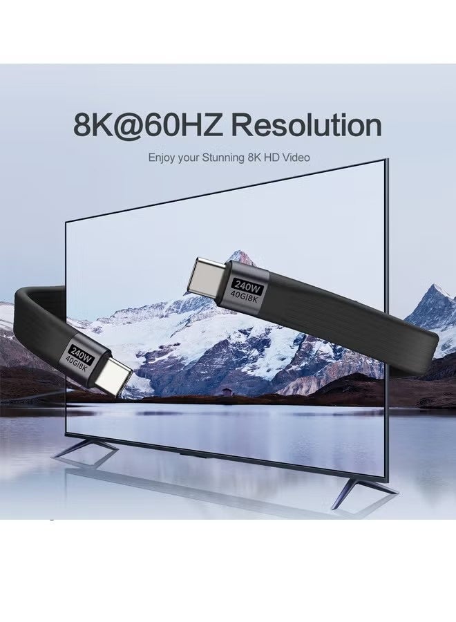 X-level Keychain USB C Cable 4.0, Short 240W PD Fast Charging Cord, 40Gbps Data Transfer, 8K 60Hz Video Display, Thunderbolt 4 for MacBook Android Auto External SSD Type C Devices (Black 1 Pack） - Image 2