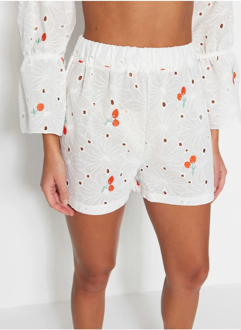 trendyol High Waist Printed Shorts