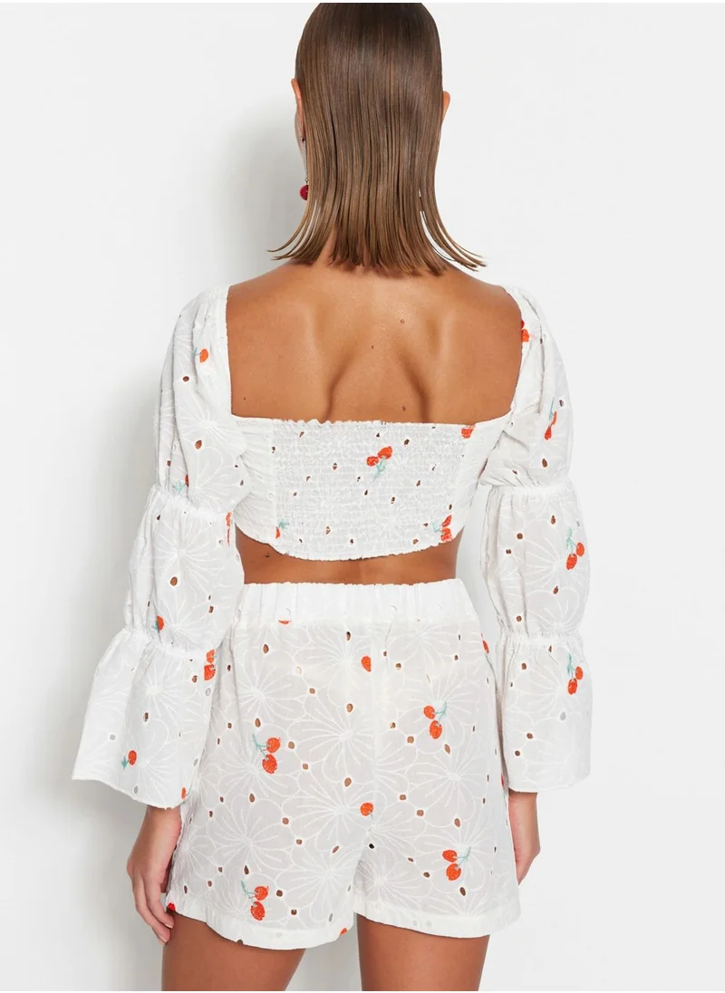 trendyol High Waist Printed Shorts