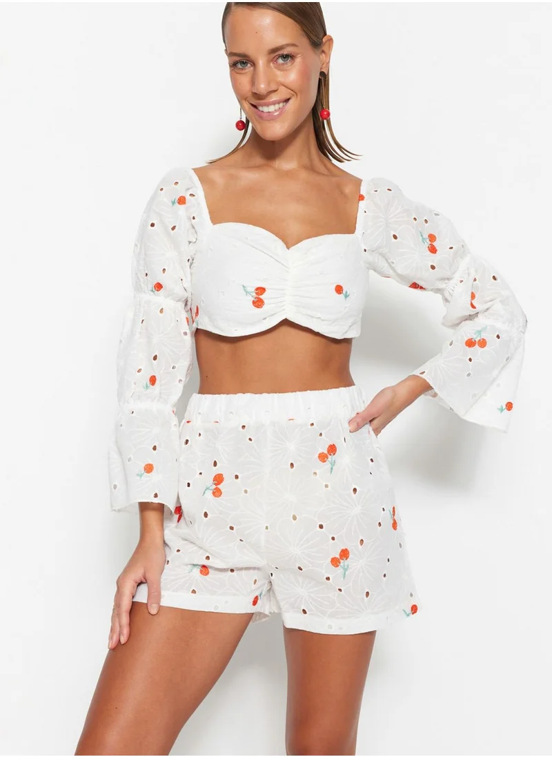 trendyol High Waist Printed Shorts