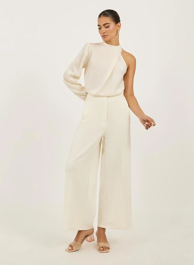 Styli Solid High Neck Balloon Sleeve Blouse