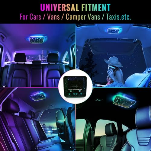 AMSPRAC Universal Car Roof Dome Lights Replacement,Adjustable LED Ceiling Lamps Assembly w/Touch Screen,Car RV Interior Lighting w/Door Trigger Switch,Over-Head Roof Ambient Light,RGB (Meteor Style) - Image 2