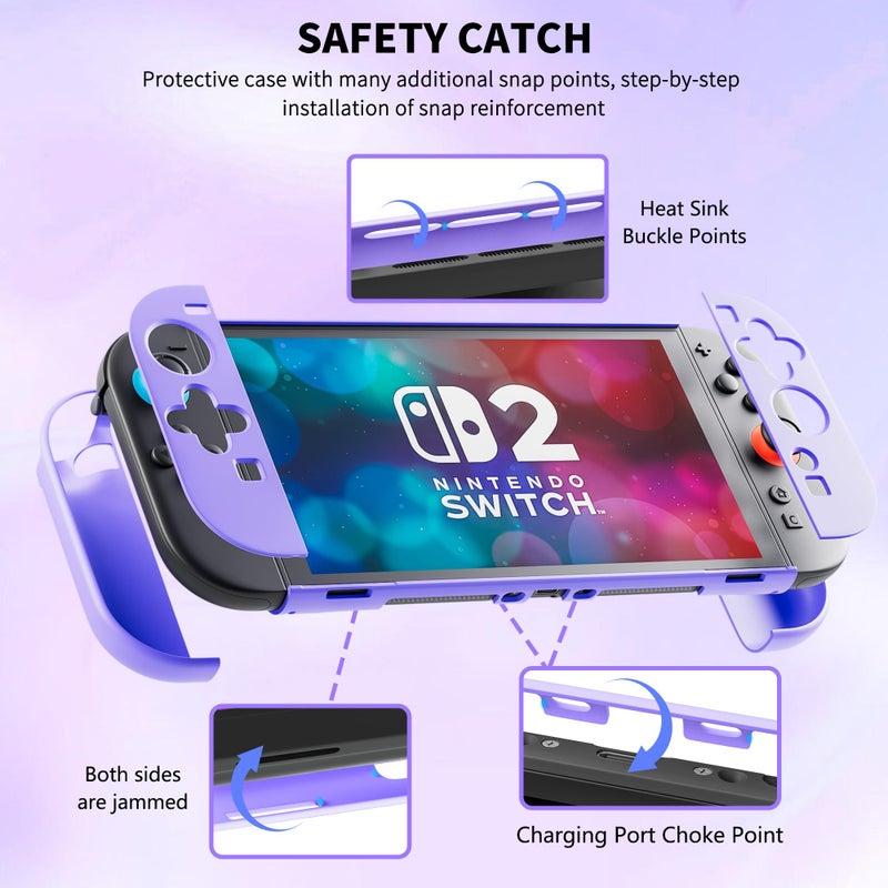 FANPL [Improved Easy Dockable Version] Purple Case for Nintendo Switch 2, FANPL Protective Cover for Switch 2 and JoyCon Controller - Strong and Durable, Not Easy to Fall Off - Image 3