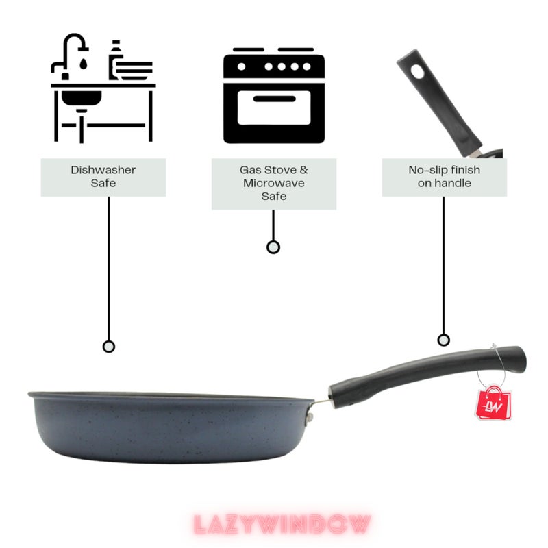 LAZYwindow Nonstick Fry Pans - 22cm Diameter, Pack of 2 (Gray and Red), Durable & Stylish for Everyday Cooking - Image 2