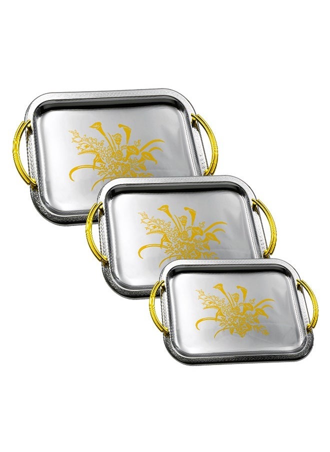 BASURRAH 3 Pieces Steel Serving Tray Set  - Image 1
