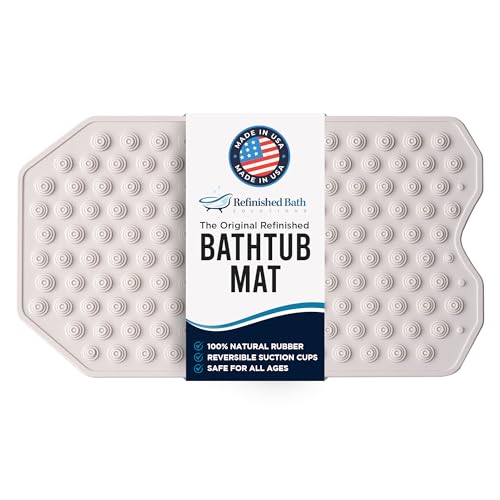 Refinished Bath Solutions Original Bathtub Mat – Non Slip Rubber Bathmat for Textured Tubs, No Suction Cups, Foldable & Skid Resistant for Shower, Spa, Jacuzzi – For Adults, Children & Elderly (White) - Image 1