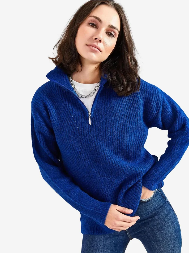 بيانكو لوتشي كنزة محبوكة كبيرة الحجم من لوكسي بياقة بسحاب