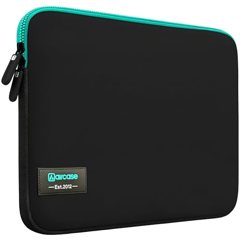AirCase Neoprene Laptop Sleeve Case Cover for 14.1 Inch MacBook, Dell, HP, Lenovo, More| Water-Resistant, Shockproof Padding, Scratch-Proof| Slim Fit, Wrinkle Free, TSA Security Friendly (Black-Grey) - Image 1