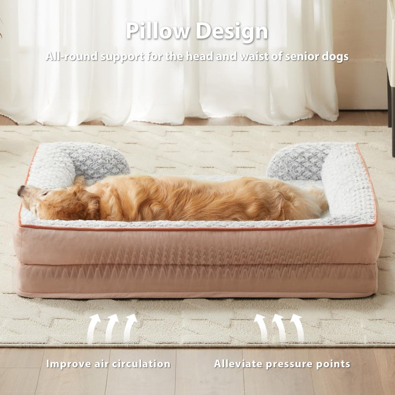 LEXTRO Orthopedic Dog Bed for Large Dogs, Egg Crate Foam Bed for Large Dogs, Equipped with Removable Waterproof Pillow Cover and Anti-Slip Bottom, Pet Bed - Image 2