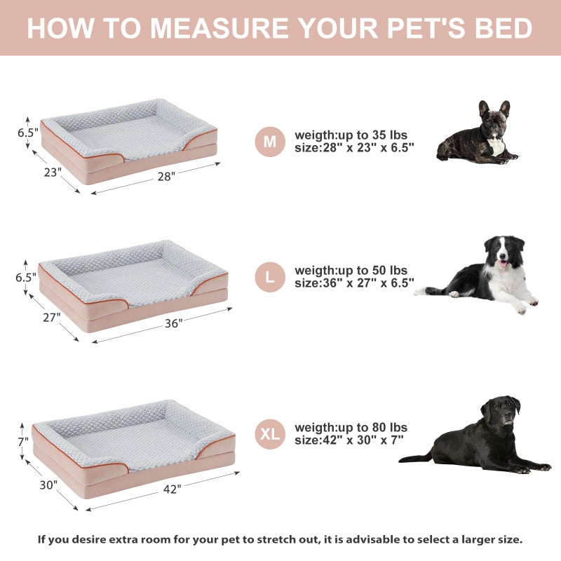 LEXTRO Orthopedic Dog Bed for Large Dogs, Egg Crate Foam Bed for Large Dogs, Equipped with Removable Waterproof Pillow Cover and Anti-Slip Bottom, Pet Bed - Image 4