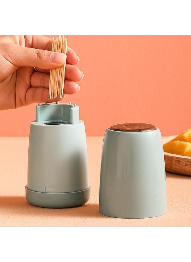 Thoraya Automatic Toothpick Dispenser Popping Up Toothpick Holder Dispenser Storage Container for Home Kitchen Restaurant Blue  - Image 5