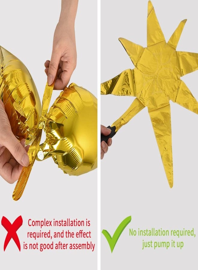TONIFUL 4 Pcs 22inch 4D Huge Gold Star Balloons Explosion Star Mylar Foil Balloons for Party Supplies Backdrop Christmas,New Year,Birthday, Wedding,Photo Booth Ornament - Image 3
