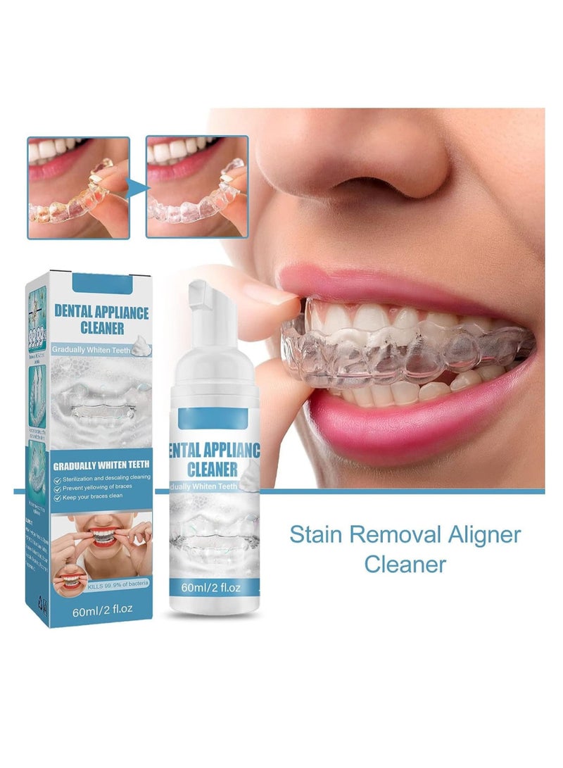 SYOSI Dental Foam Braces Cleaner, Retainer Cleaner Stain Remover, Teeth Aligner Foam Whitening Foam, Oral Appliance Cleaner, Deep Cleaning Care, Great for Aligners, Retainers, Mouth Guards (60ml ) - Image 3
