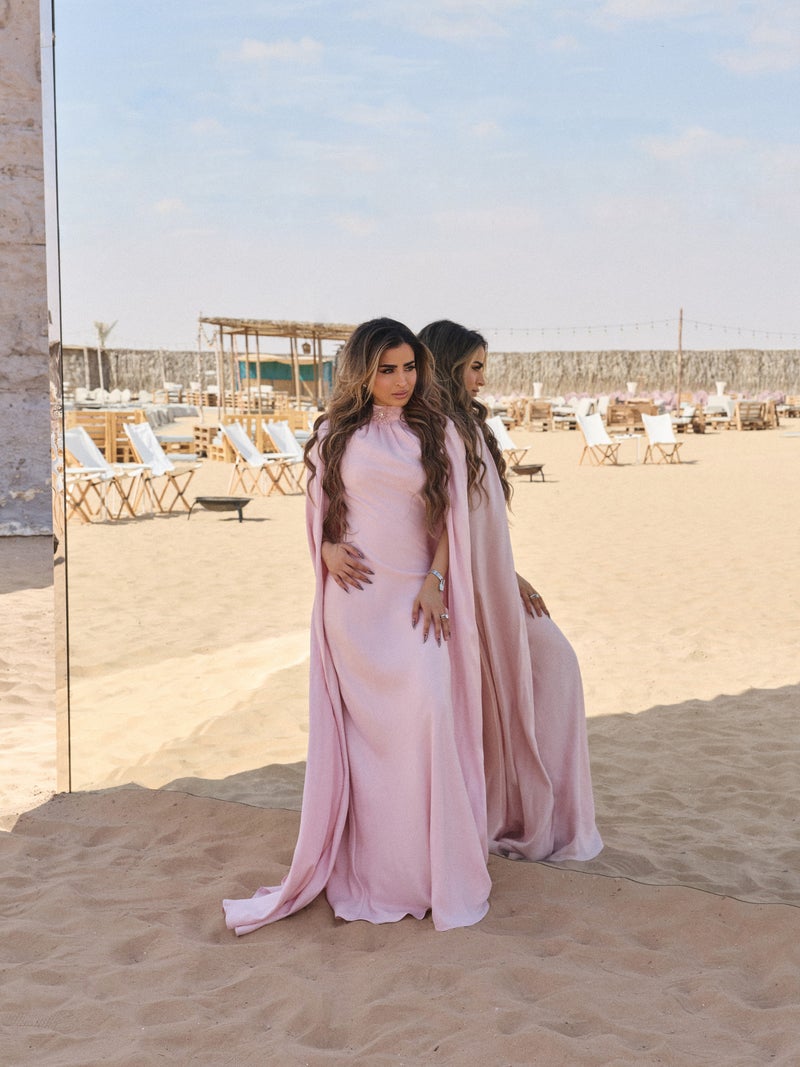 Lichi Maxi viscose dress with floor-length cape - Image 3