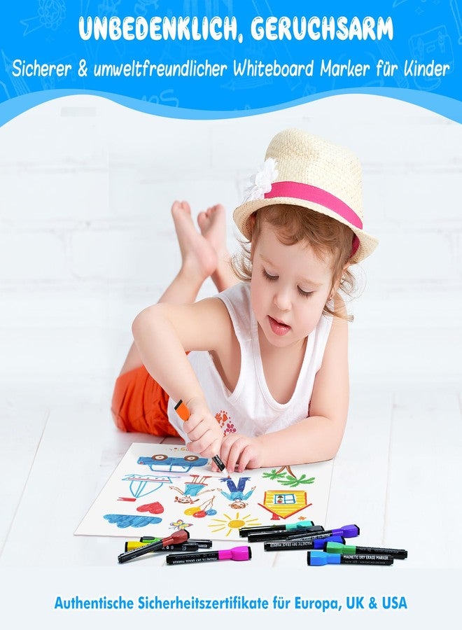 maxtek Magnetic Black Dry Erase Markers, 6 Count Fine Tip Whiteboard Markers with Eraser, Thin Markers Low Odor for Classroom, Office, Home - Image 3