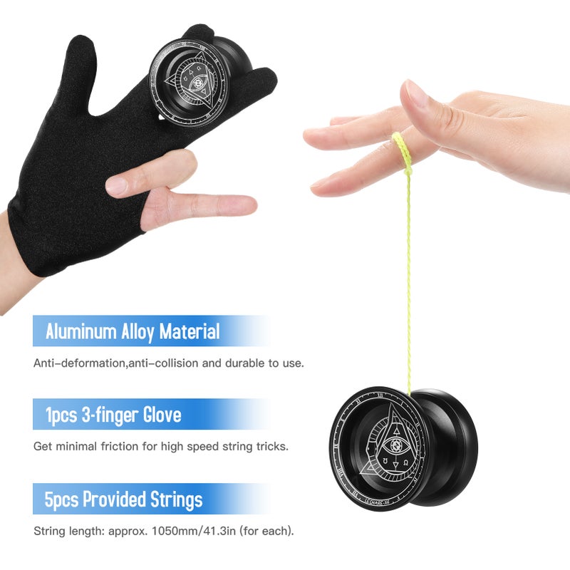 Professional Yoyo Competitive Aluminum Yoyo Ball Yo Yo Gift with Strings and Glove - Image 5