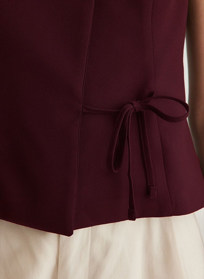 trendyol Burgundy Fitted Slim Fit Vest with Lacing Detail - Image 4