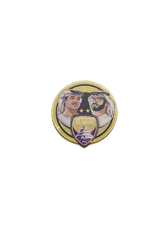 Acnor Al Ain FC Metal Sticker MBZ Hazza bin Zayed and  with 3M Adhesive Backing, Round - Image 1