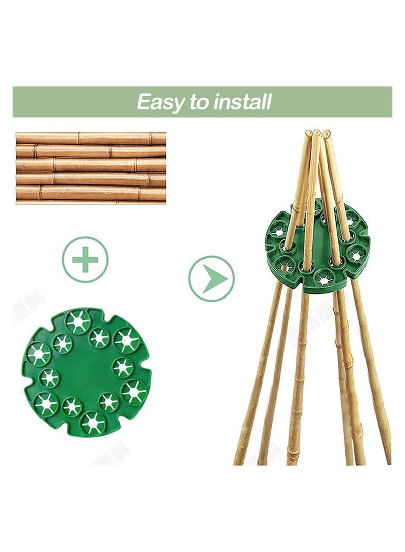SYOSI Bamboo Cane Holders 10 Pack Garden Plant Holder Connectors Bamboo Cane Holder with 12 Holes Plastic Plant Support Protection Tray Support Caps for Climbing Plants Peas Tomatoes Cucumbers - Image 2