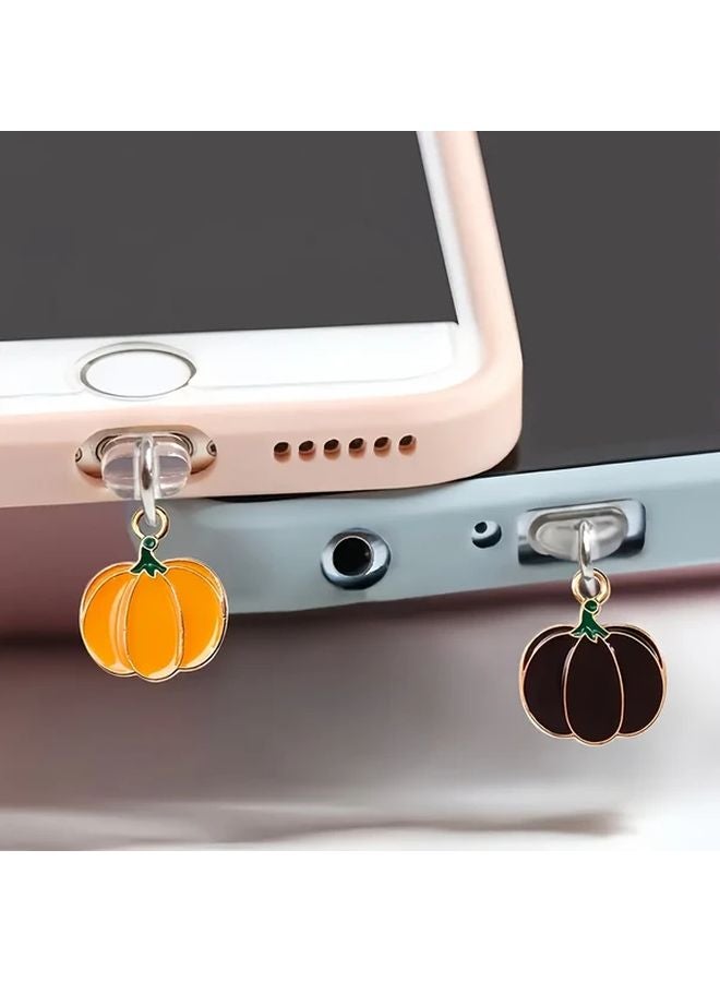 Yellow Pumpkin Pendant Dust Plug for Android Mobile Charging Port - Image 2
