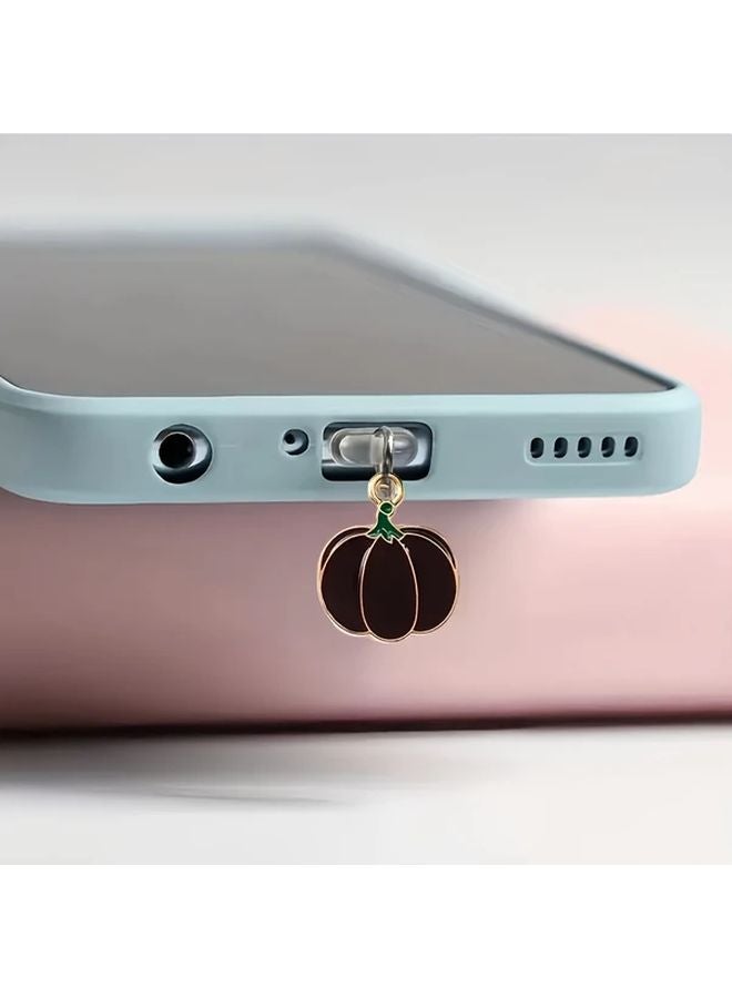Yellow Pumpkin Pendant Dust Plug for Android Mobile Charging Port - Image 3