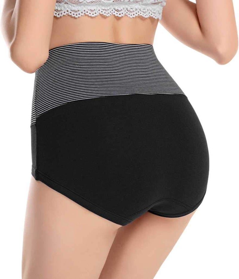 PLUMBURY® Women's Cotton High Waist Full Coverage Hipster Panty, Size M, Black - Image 2