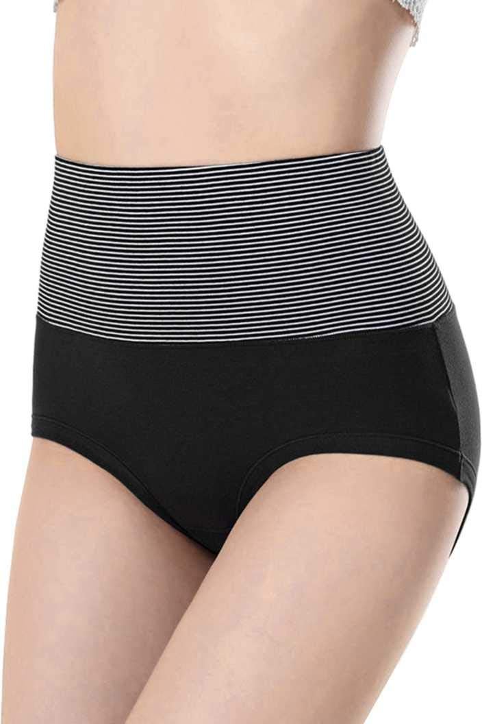 PLUMBURY® Women's Cotton High Waist Full Coverage Hipster Panty, Size M, Black - Image 3