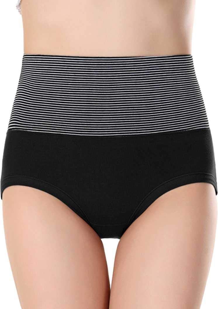 PLUMBURY® Women's Cotton High Waist Full Coverage Hipster Panty, Size M, Black - Image 1