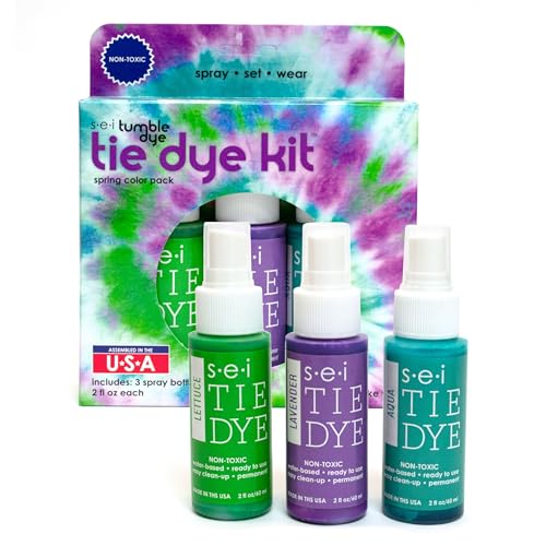 SEI S.E.I. Spring Tie Dye Kit 3 Pack: Pre-Mixed Spray Tie Dye Kit, Easy-to-Use, Non-Toxic Fabric Dye in Aqua, Lavender, and Lettuce, Shake and Spray - Image 1