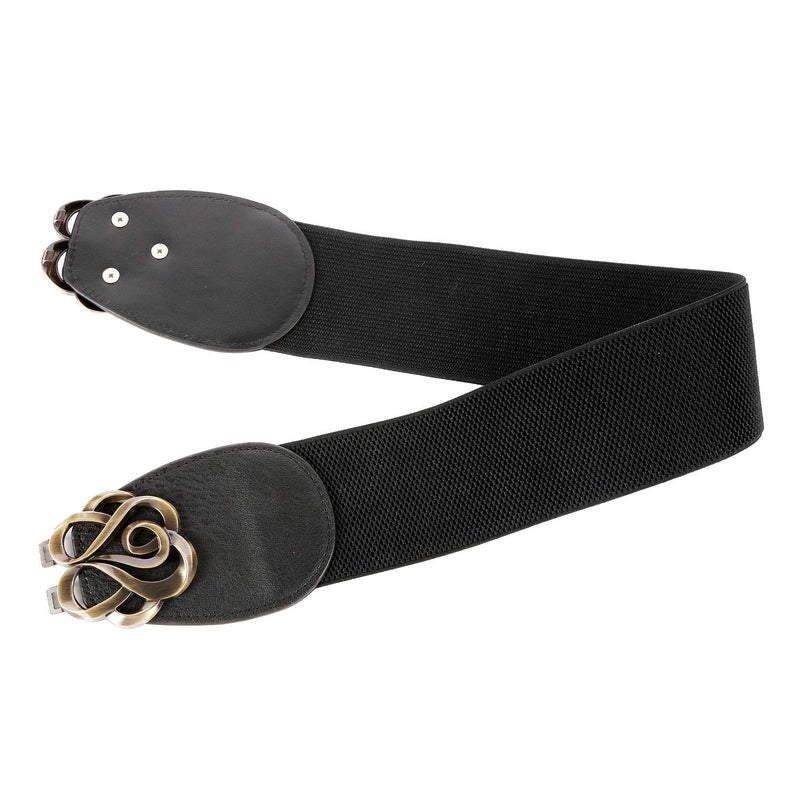 Syuer Women Stretchy Vintage Belt for Dresses Elastic Wide Waist Belt (L-XL (30”-35”), Black) - Image 5