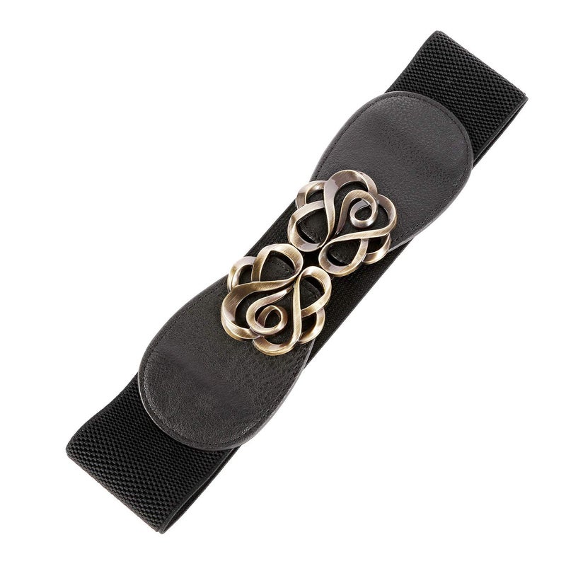 Syuer Women Stretchy Vintage Belt for Dresses Elastic Wide Waist Belt (L-XL (30”-35”), Black) - Image 4