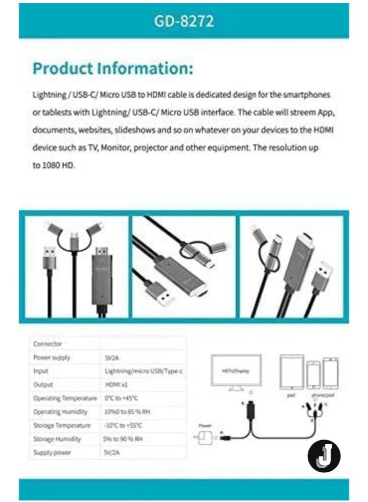 JAJEEK "Plug and Play Mobile Phone Cable – Fast Charging & High-Speed Data Transfer for Android/iOS Devices" - Image 2