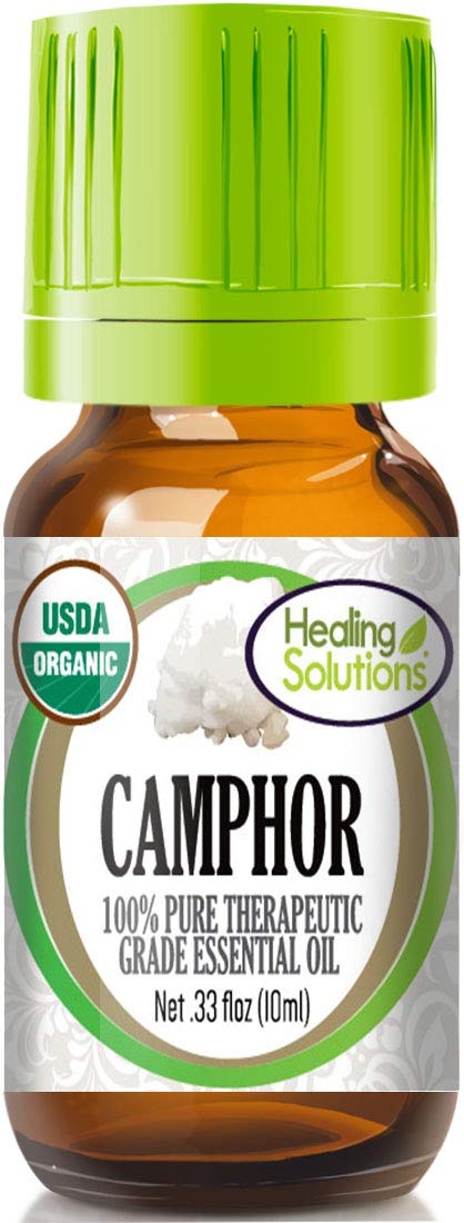 Healing Solutions Camphor Essential Oil 10ml (0.33 oz) – Organic, Pure, Undiluted Camphor Oil, Therapeutic Grade for Hair, Diffuser, & Skin - Image 1