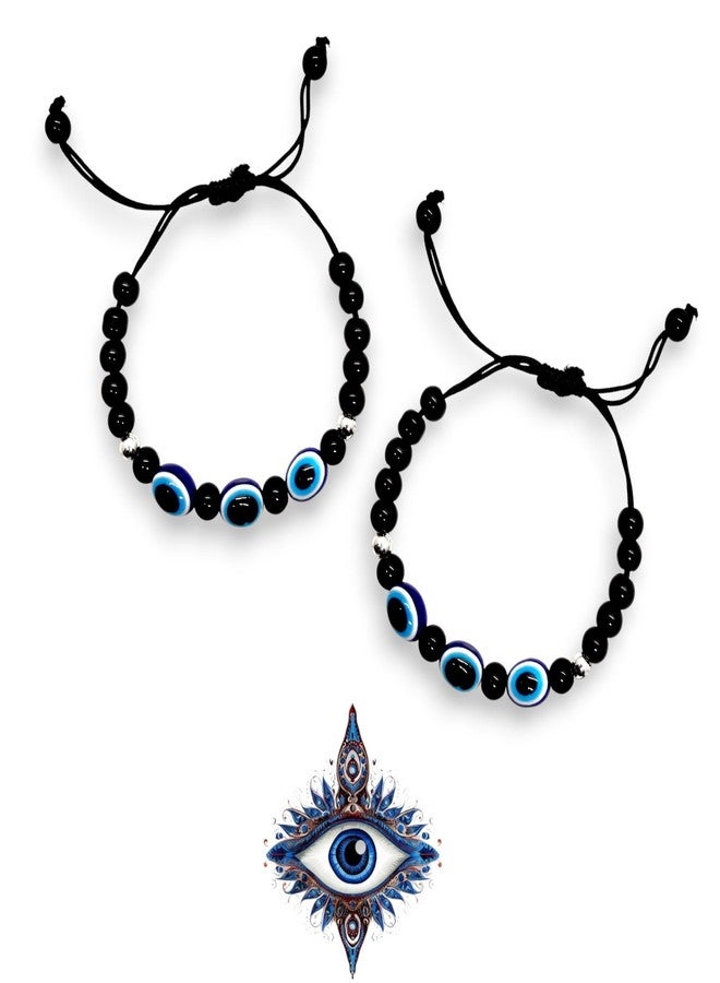 Elleva Handmade Dhaga Bracelet Adjustable for Women, Men, Girls, Boys | Nazar Bracelets Set | evil eye black thread bracelet, survival bracelet, kala dhaga Set of 2 (Pack of 1) - Image 3