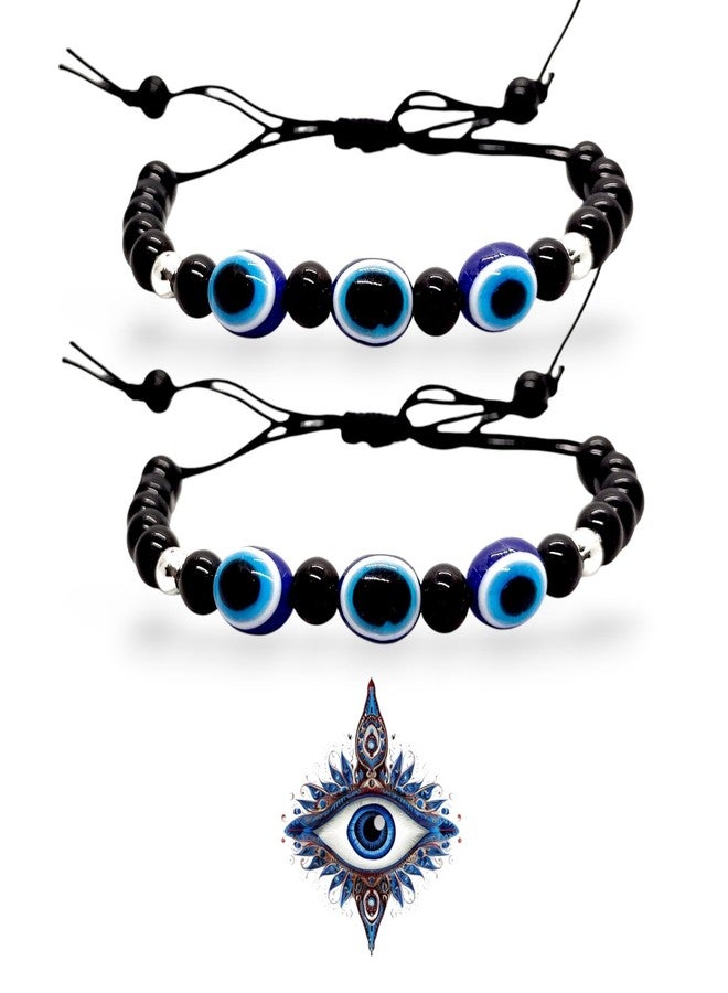 Elleva Handmade Dhaga Bracelet Adjustable for Women, Men, Girls, Boys | Nazar Bracelets Set | evil eye black thread bracelet, survival bracelet, kala dhaga Set of 2 (Pack of 1) - Image 1