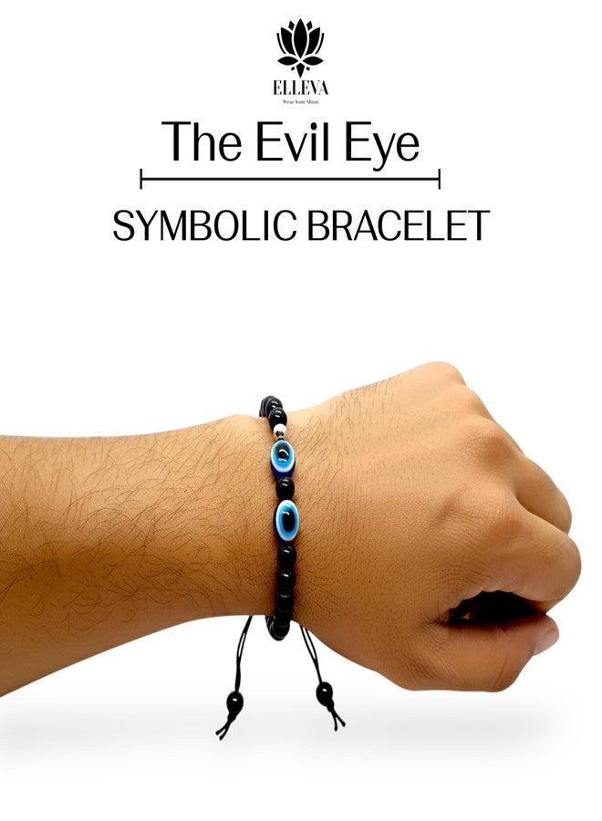 Elleva Handmade Dhaga Bracelet Adjustable for Women, Men, Girls, Boys | Nazar Bracelets Set | evil eye black thread bracelet, survival bracelet, kala dhaga Set of 2 (Pack of 1) - Image 2