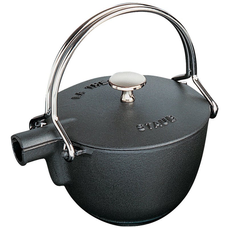 STAUB Staub Cast Iron 1qt Round Tea Kettle  Matte Black Made in France 
