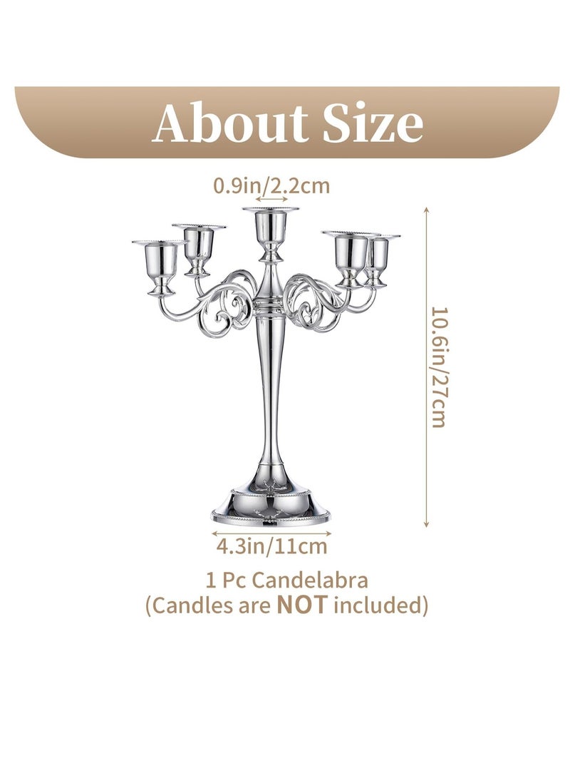 general 5 Arms Decorative Candle Holder For Wedding and Candlelight Dinner Silver - Image 2
