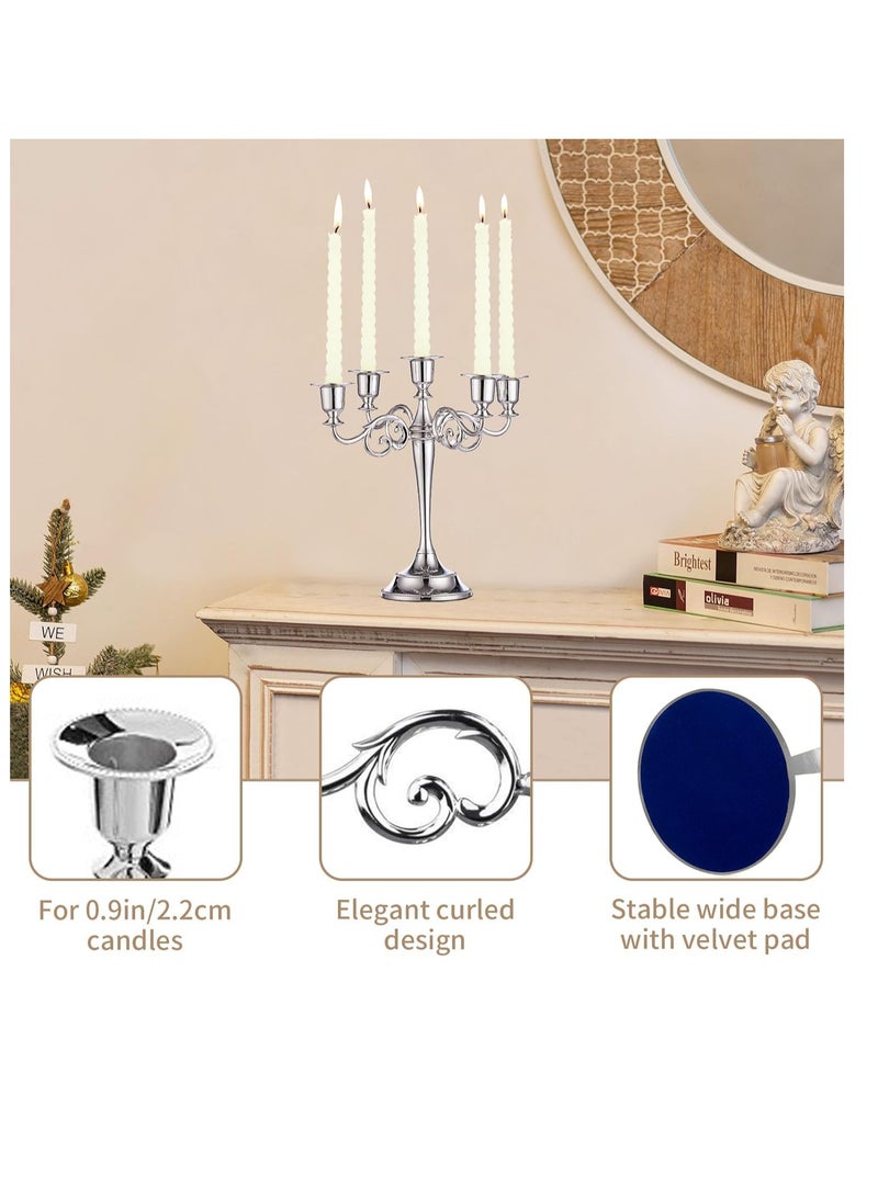 general 5 Arms Decorative Candle Holder For Wedding and Candlelight Dinner Silver - Image 3
