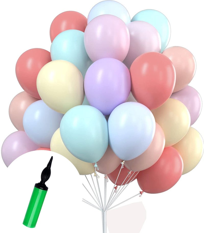 atorakushon Assorted Rainbow Colour Pastel Latex Party Balloons 10''Inches Pack of 40 With 1 Manual Hand Air Pump For Home Decoration Happy Birthday Party Supplies Wedding Baby Shower Anniversary - Image 1