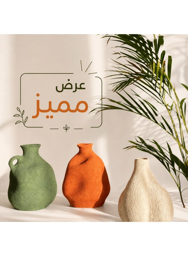 كالدا فازة "كالدا مود" – فازة سيراميك عضوية مصنوعة يدويًا – فخار ديكور طبيعي 100% بملمس مطفي ترابي – فازة منحوتة فريدة لديكور المنزل المودرن والبويدو (متوفرة بـ 3 ألوان ترابية) - Image 2