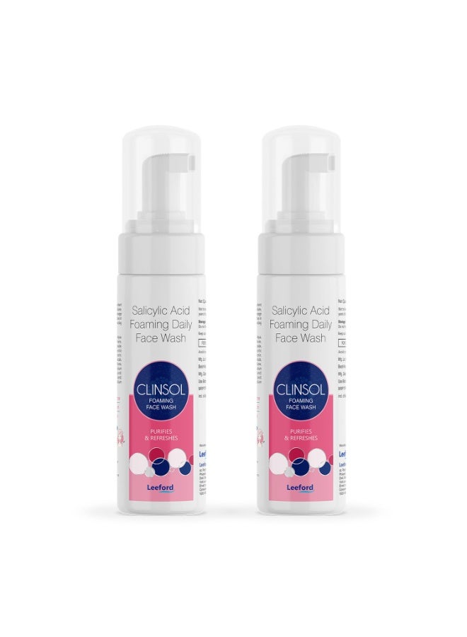 Leeford Clinsol Foaming Facewash for Deep Cleansing for Men & Women 60ml (Pack of 2) | Non-Comedogenic | Light & Airy Foam | Gentle Formulation for All Skin Types - Image 1