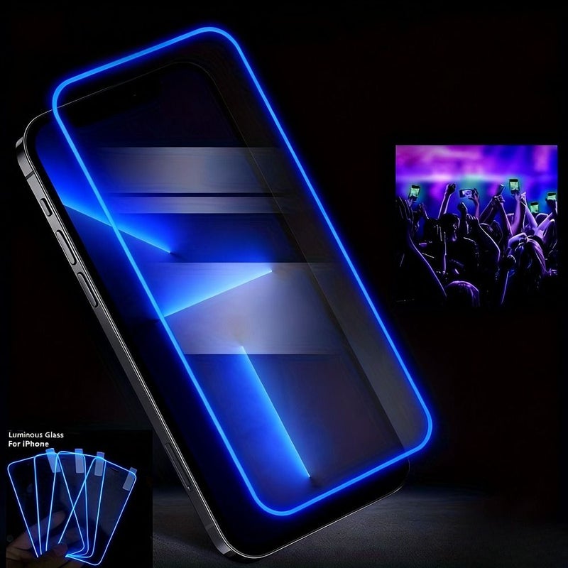 4pcs Blue Luminous High Definition Tempered Glass Screen Protectors for iPhone 17 Easy Installation Stylish Glow Design - Image 5