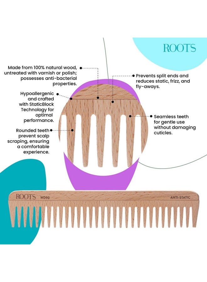 Roots Roots - Wooden Dressing Hair Combs - For Man and Woman - WD90 - Image 2