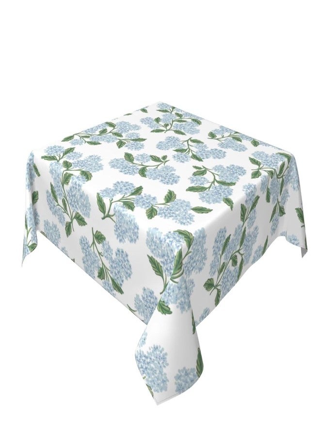 Sorktse Spring Floral Tablecloth Square 54 Inch Blue Hydrangea Flower Table Cloth Polyester Fabric Vintage Summer Flowers Table Cover for Kitchen Holiday Party Dining Picnic Outdoor Decor - Image 2
