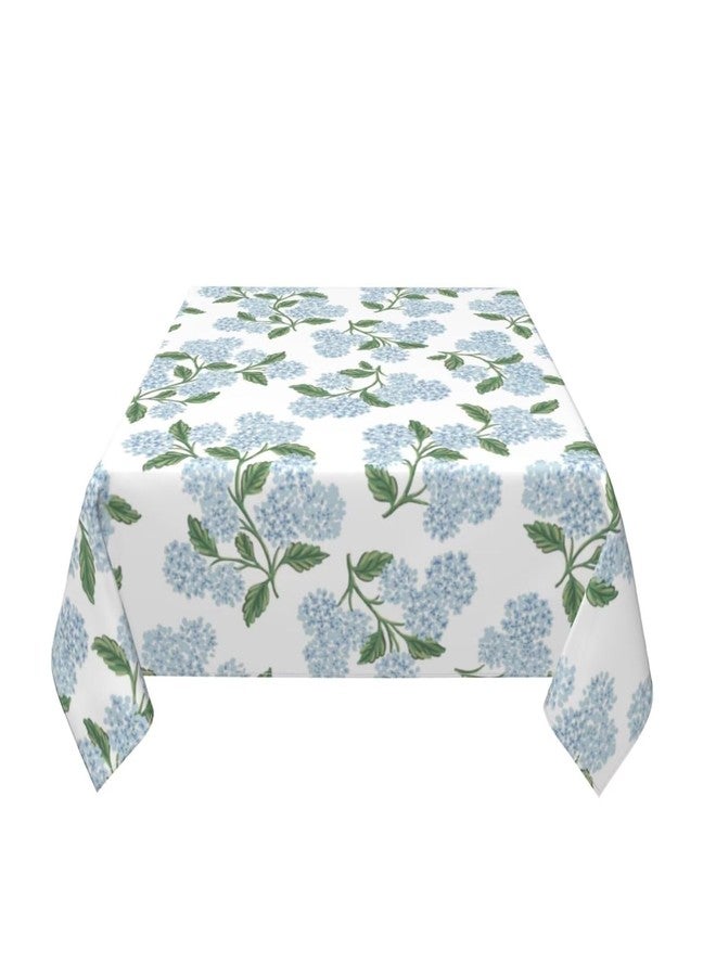 Sorktse Spring Floral Tablecloth Square 54 Inch Blue Hydrangea Flower Table Cloth Polyester Fabric Vintage Summer Flowers Table Cover for Kitchen Holiday Party Dining Picnic Outdoor Decor - Image 4