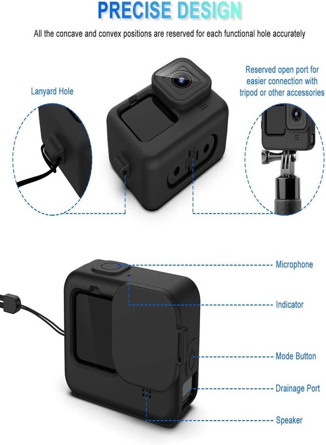 SEVAM Silicone Lanyard Sleeve Protective Cover & Silicone Lens Cap Compatible with GoPro Hero 12/11/10/9 Black Action Camera Accessories (Black) - Image 5