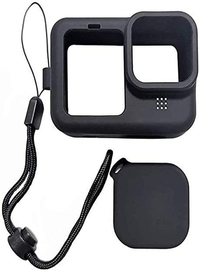 SEVAM Silicone Lanyard Sleeve Protective Cover & Silicone Lens Cap Compatible with GoPro Hero 12/11/10/9 Black Action Camera Accessories (Black) - Image 1