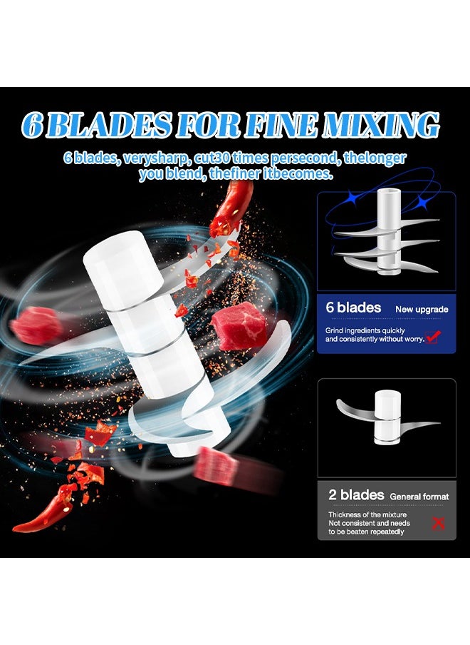 300ml Multi-Purpose Electronic Food Chopper, One-Touch Mixing Vegetable Chopper With Three-Layer Three-Dimensional Cutting Design, Suitable for Chopping Vegetables, Fruits, Minced Meat, Nuts, and Mi