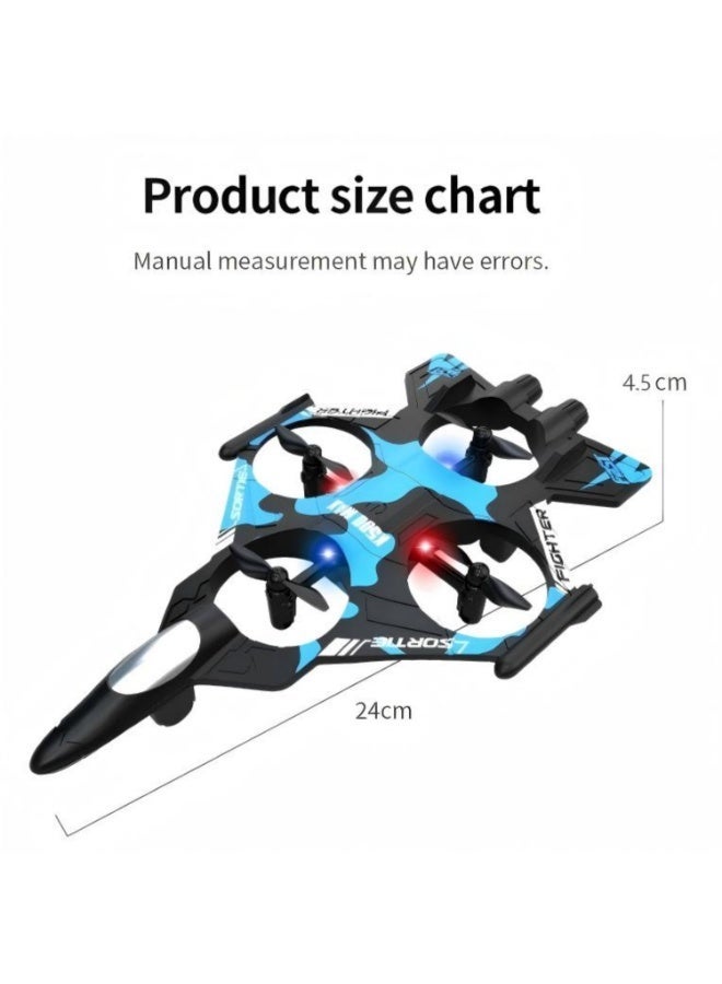 يو ام بي لعبة طائرة، طائرة تحكم عن بعد، كوادكوبتر RC، طائرة مقاتلة RC، مع بطاريتين، تثبيت الارتفاع، حركات بهلوانية 360 درجة، إقلاع وهبوط بزر واحد، أضواء LED، وقت طيران طويل، 3 سرعات، وضع الطيران الدائري، لعبة طائرة للأطفال، هدية للأولاد والبنات والمبتدئين - Image 5